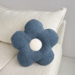 Poduszka boucle  duży Kwiatek niebieski / biały