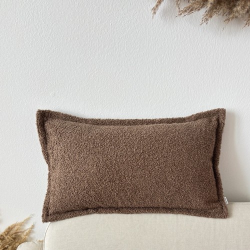 Poduszka dekoracyjna boucle brązowa prostokątna