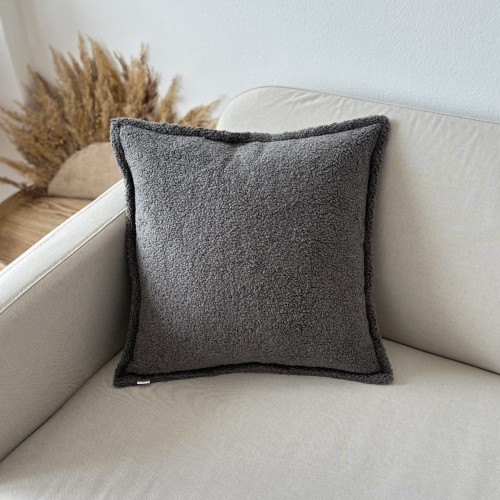 Poduszka boucle grafitowa