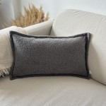 Poduszka dekoracyjna boucle prostokąt grafitowa