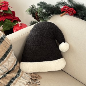 Poduszka w kształcie czapki Mikołaja czarna boucle