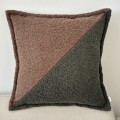 Poduszka dekoracyjna kwadrat boucle dwukolorowa brązowo zielony, skośny wzór