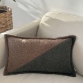 Poduszka dekoracyjna prostokąt boucle brązowo- zielona