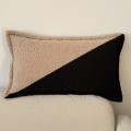 Poduszka dekoracyjna prostokąt boucle czarny i beż