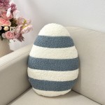 Poduszka jajko pisanka w paski boucle ecru niebieski