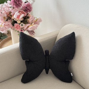 Poduszka dekoracyjna Motyl czarna boucle