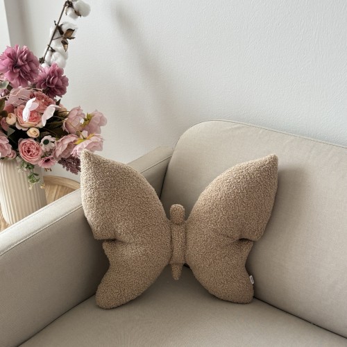 Poduszka dekoracyjna boucle motyl beżowa