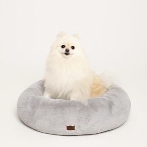 Legowisko okrągłe dla psa i kota oponka futerko szare premium